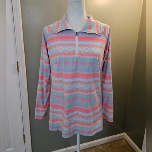Columbia Gray and Pink Aztec Patterned Pullover Women's Size Large L